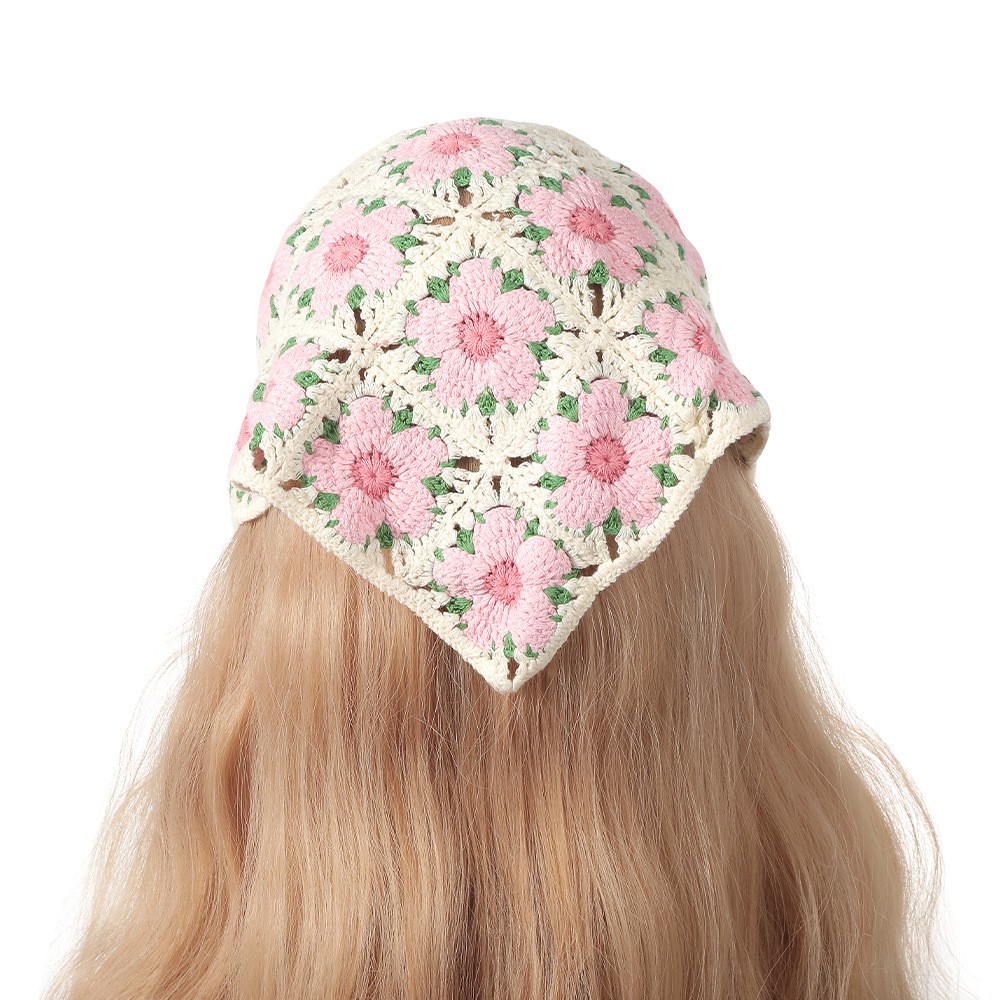 Headband Summer Knit - Винтажный тканый вязаный цветок, треугольный платок,